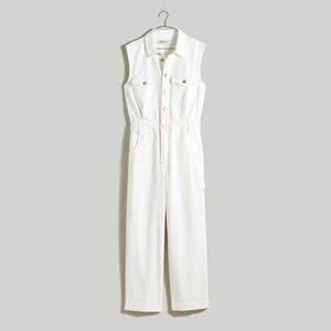 NWT Madewell Denim Sleeveless Carpenter Jumpsuit in Tile While | Size XXS